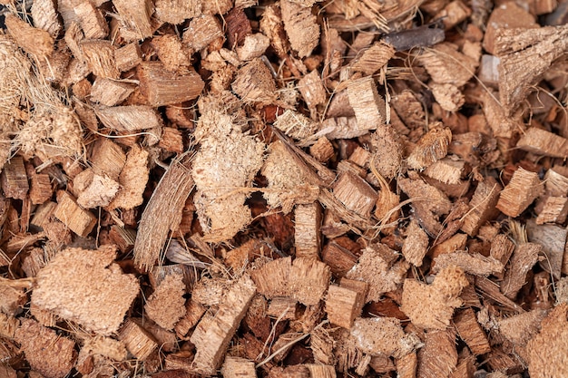 Background of coconut fiber husks used for potting soil mix for plants or terrarium grounds