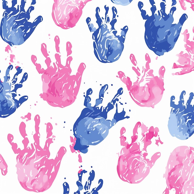 Background of colorful childrens handprints