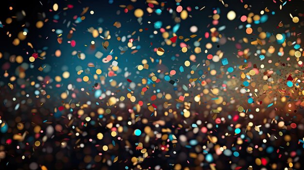 Background of colorful flying paper shiny confetti for a holiday celebration party