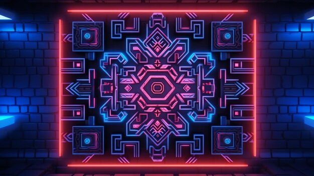 Foto sfondo disegno geometrico colorato con carta da parati futuristica in stile laser a luce al neon
