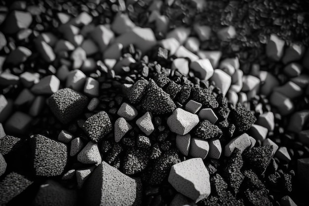 Background consisting of natural black embers Industrial coals Design of a volcanic rock background