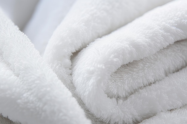 Background consisting of a white towel with a flat and smooth texture made from cotton fiber materia