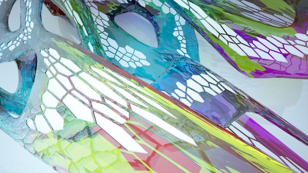 背景 現代のショールーム モダンな色ガラスの展示トンネル 空のギャラリー バックライト