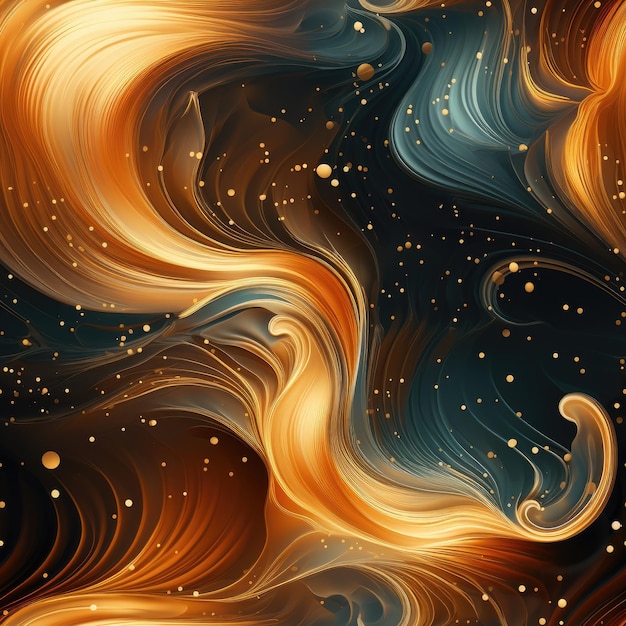 Фоновый космос 4D золотая огненная каллиграфия гармоничные волны красота