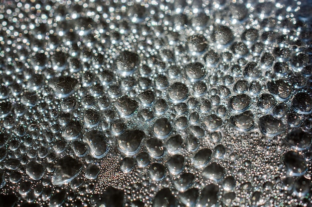 Background covered with water drops in closeup view