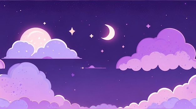 Premium AI Image | Background of Cute Clouds and Night Sky