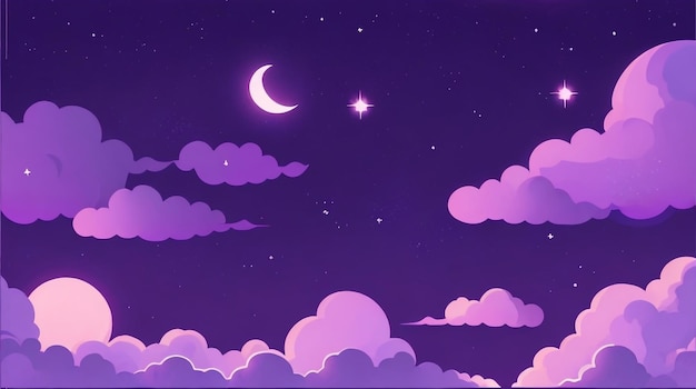 Background of Cute Clouds and Night Sky