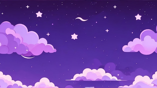 Background of cute clouds and starlit skies