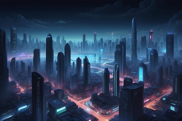 background of cyber city at night