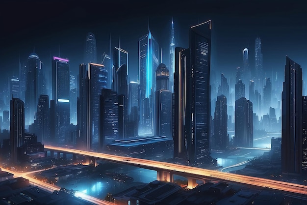 background of cyber city at night