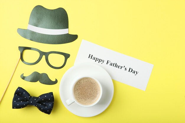 Photo background to the day of the father on a colored background top view