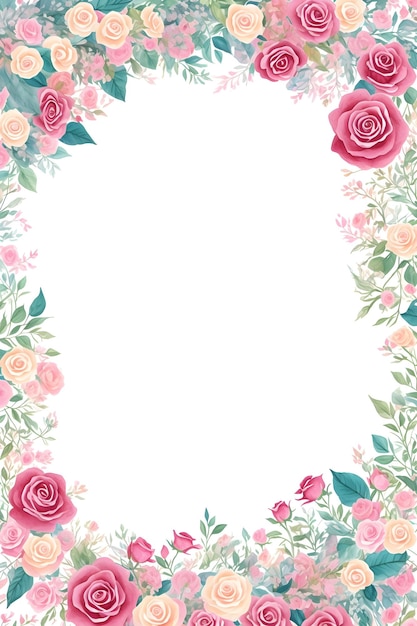 Photo background decorated with roses flowers and leaves on light abstract background