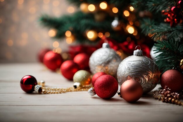 Photo background and decoration of christmas balls