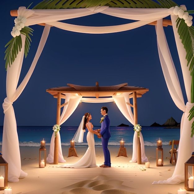 background decoration for a wedding ceremony on the beach at a happy moment