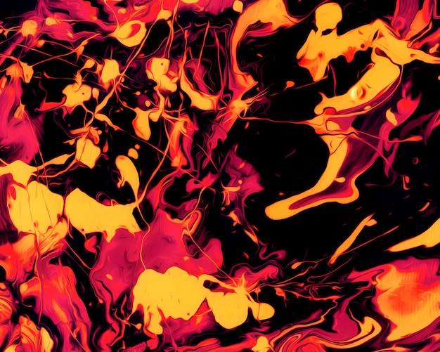 Background design of painted acrylic oil paint fluid liquid color a mixture of dark red and dark yellow and black with creativity and Modern artwork