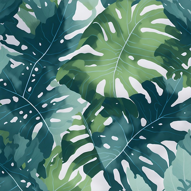 Background Design with watercolor Illustration of monstera