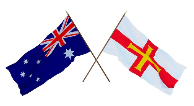 Background for designers illustrators National Independence Day Flags Australia and Bailiwick of Guernsey