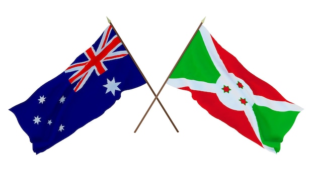 Background for designers illustrators National Independence Day Flags Australia and Burundi