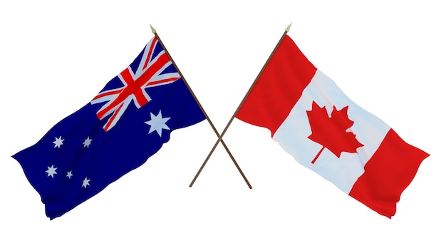 Background for designers illustrators National Independence Day Flags Australia and Canada