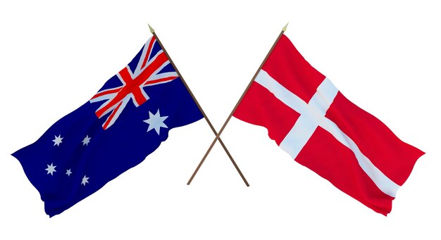 Background for designers illustrators National Independence Day Flags Australia and Denmark