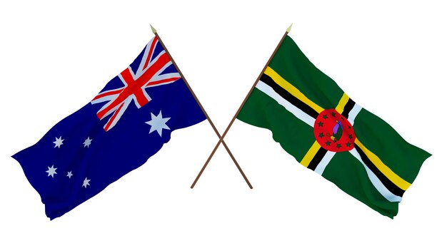 Background for designers illustrators National Independence Day Flags Australia and Dominica