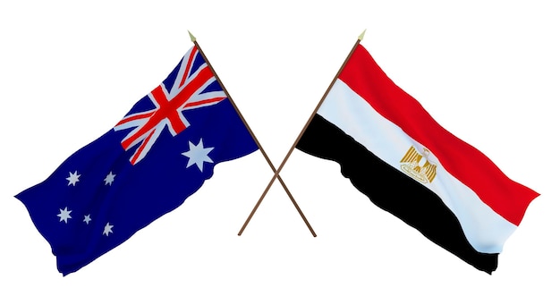 Background for designers illustrators National Independence Day Flags Australia and Egypt