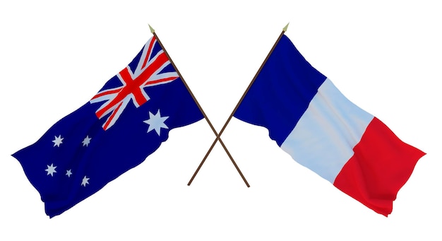 Background for designers illustrators National Independence Day Flags Australia and France