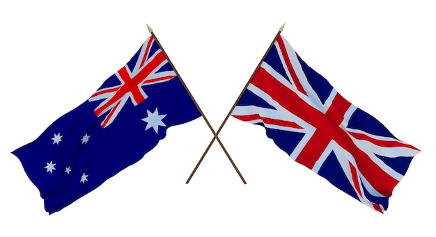 Background for designers illustrators National Independence Day Flags Australia and Great Britain