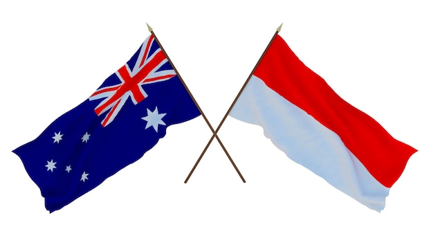 Background for designers illustrators National Independence Day Flags Australia and Indonesia