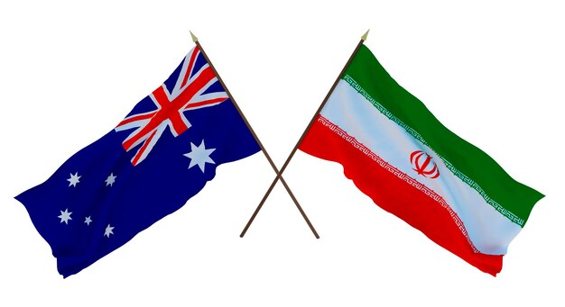 Background for designers illustrators National Independence Day Flags Australia and Iran