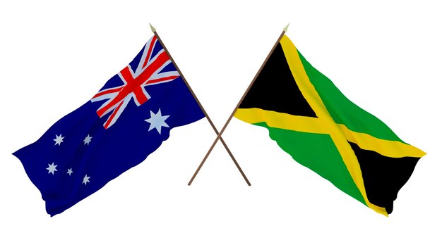 Background for designers illustrators National Independence Day Flags Australia and Jamaica