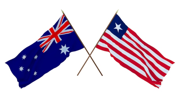 Background for designers illustrators National Independence Day Flags Australia and Liberia