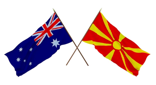 Background for designers illustrators National Independence Day Flags Australia and Macedonia