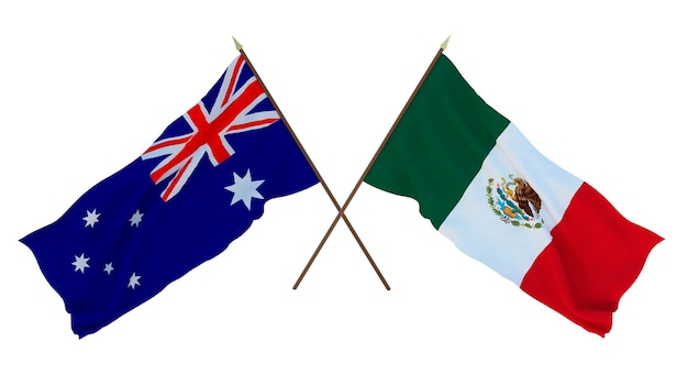 Background for designers illustrators National Independence Day Flags Australia and Mexico