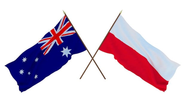 Background for designers illustrators National Independence Day Flags Australia and Poland