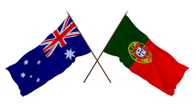 Background for designers illustrators National Independence Day Flags Australia and Portugal