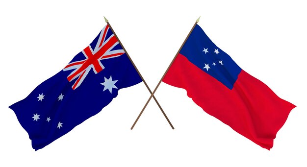 Background for designers illustrators National Independence Day Flags Australia and Samoa
