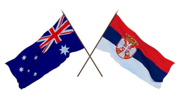 Background for designers illustrators National Independence Day Flags Australia and Serbia