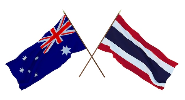 Background for designers illustrators National Independence Day Flags Australia and Thailand