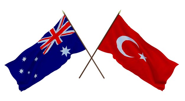 Background for designers illustrators National Independence Day Flags Australia and Turkey