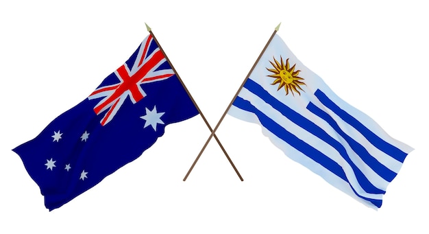 Background for designers illustrators National Independence Day Flags Australia and Uruguay