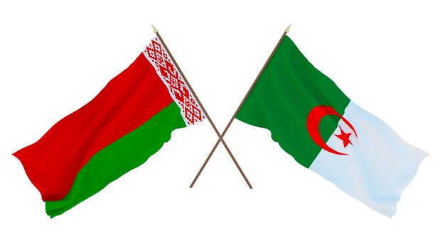 Background for designers illustrators National Independence Day Flags Belarus and Algeria