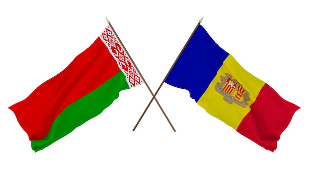 Background for designers illustrators National Independence Day Flags Belarus and Andorra