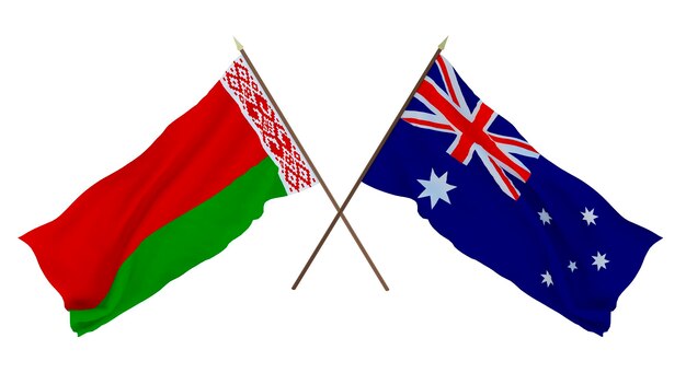 Background for designers illustrators National Independence Day Flags Belarus and Australia