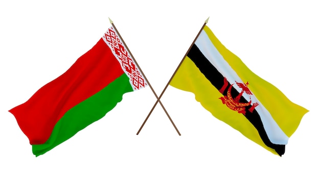 Background for designers illustrators National Independence Day Flags Belarus and Brunei