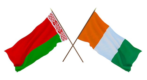 Background for designers illustrators National Independence Day Flags Belarus and Cote d'Ivoire