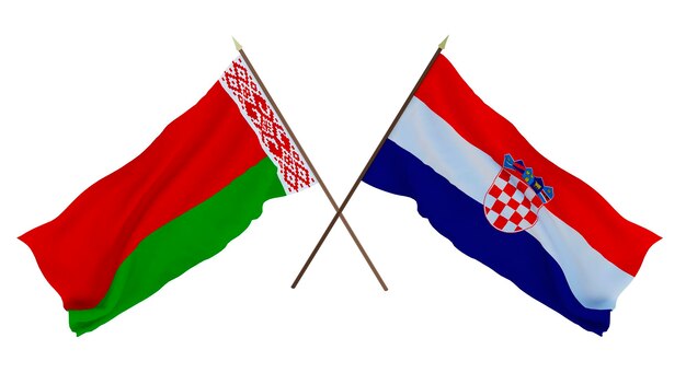 Background for designers illustrators National Independence Day Flags Belarus and Croatia