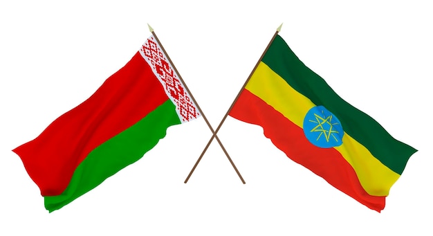 Background for designers illustrators National Independence Day Flags Belarus and Ethiopia