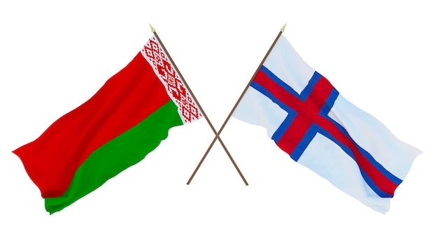 Background for designers illustrators National Independence Day Flags Belarus and Faroe Islands