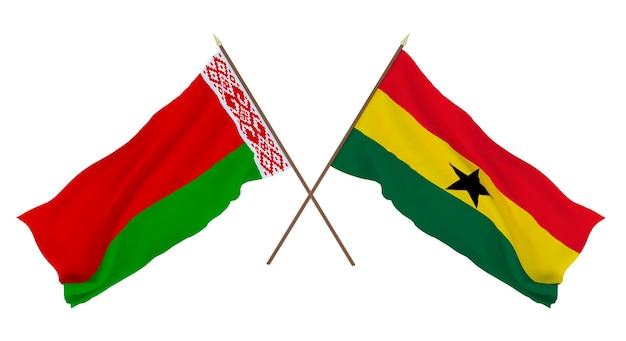 Background for designers illustrators National Independence Day Flags Belarus and Ghana